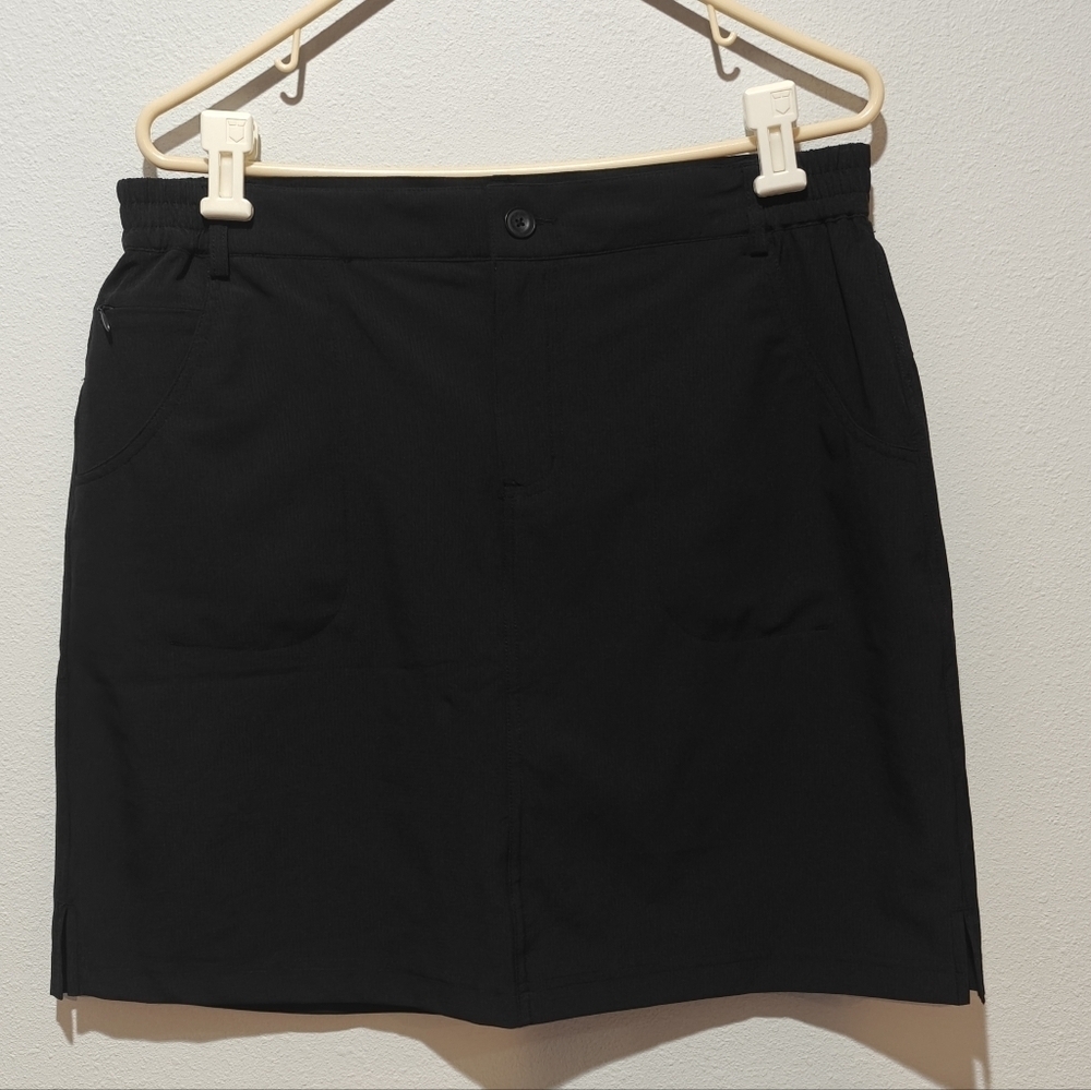 NWOT Tilley Skirt Large Black Skirt Gusset 5 Pockets, 3 Zipper Enclosure - Picture 2 of 6